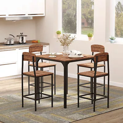 5 Piece Contemporary Wooden Dinner Combination Furniture Square Flat Seating  • $204.87