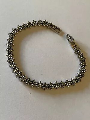 Vintage 925 Sterling Silver Marcasite Bracelet • $89