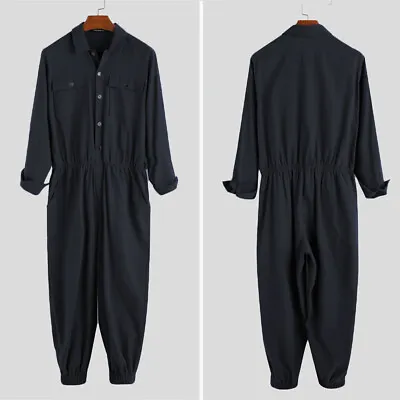 Retro Mens Cargo Hippie Jumpsuits Trousers Work Combat Coveralls Overalls Pants • $28.49