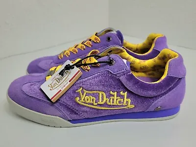 Von Dutch WRJ61 Vanderdutch Purple Gold Yellow Velvet Shoe's Size 8 US New • $59.95