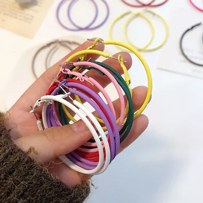 $2.52 • Buy Ladies Women Fashion Large Big Round Hoop Earrings Candy Color Jewelry Gift