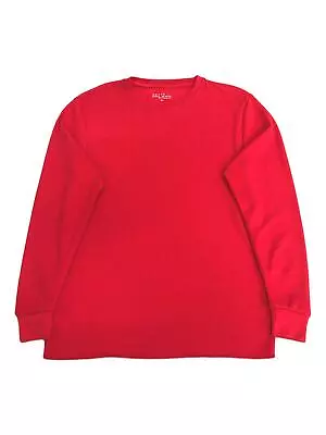 Mens Red Crew Neck Long Sleeve Thermal Knit Stretch T-Shirt Tee Shirt Large • $16.99