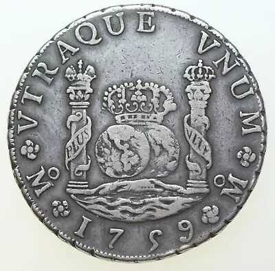 MEXICO FERDINAND VI PILLAR DOLLAR 8 REALES 1759 Mo. M.M. SILVER COIN AEF • £499.99
