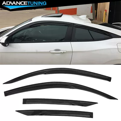 Fits 16-20 Honda Civic 2-Door Coupe Mugen Style Window Visors Rain Sun Guard 4Pc • $89.99