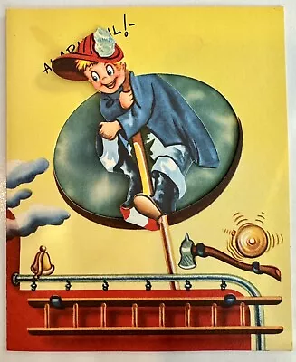 Fire Man Greeting Card Mechanical Vintage • $12.45