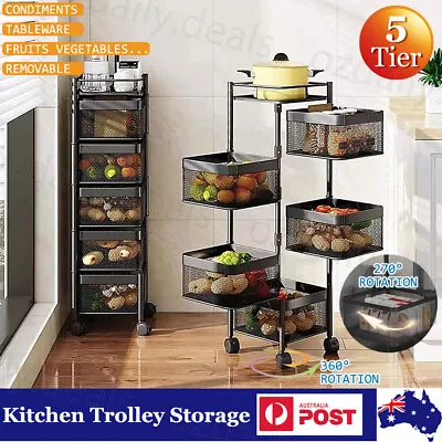 5 Tier Cart Vegetable Storage Kitchen Trolley Organiser Holder Rotating Rack OZ • $96.55