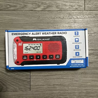 Midland ER50 Emergency Crank NOAA Weather Radio With AM/FM - Red • $29.99