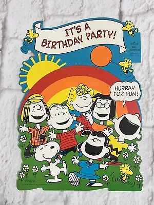 Vintage 1971 Hallmark Peanuts Die Cut Wall Hanging Birthday Party Poster Snoopy • $35