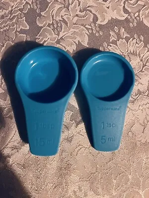 Tupperware Mini Measuring Spoons Refrigerator Magnets Berry Blue 2 Piece Set • $9.93