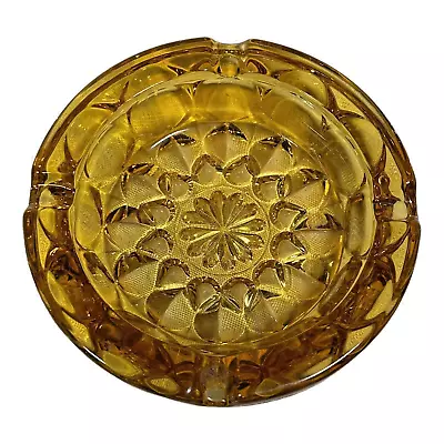 VTG Anchor Hocking Fairfield Honey Amber Glass Starburst Ashtray MCM Hippie 6” • $16