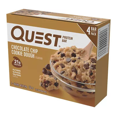 4pc Quest 60g Protein Bars Choc Chip Cookie Dough Gym/Training Health/Fitness • $21