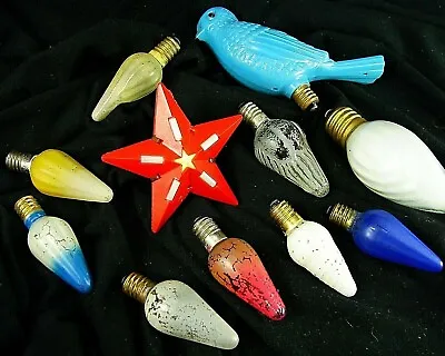 Antique Christmas UNUSUAL & RARE BULBS Collection - TEN Working C6 Bulbs ++ • $39.87