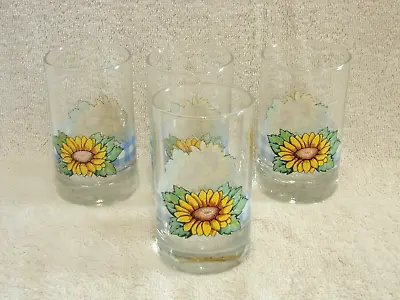 4 Crissa Corelle Sunsations Sunflower 6 Ounce Juice Glasses Tumblers Exc • $12
