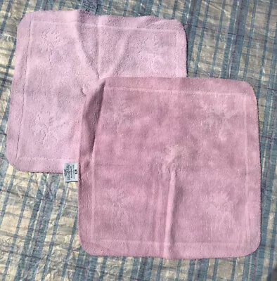 2 Vintage Laura Ashley Burlington Face Towel Washcloths Sculpted Pink Flower USA • $8.99