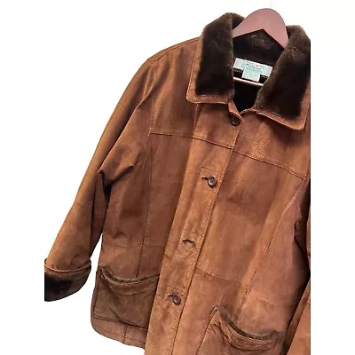 Haband Vintage 70's Brown Suede Leather & Shearling Sheepskin Heavy Coat • $150