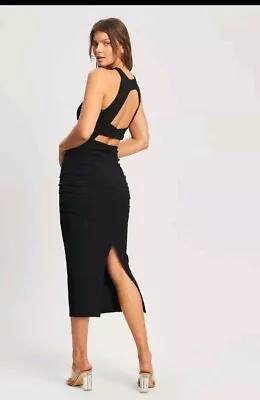 BWLDR Enna Dress Black Size 12 BNWT. Pencil. Stretch. Backless. Lined.  Midi • $39