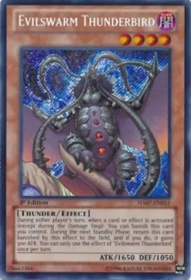 Yugioh-Evilswarm Thunderbird-Secret Rare-UNL-HA07 EN051 (LP) • $3.11