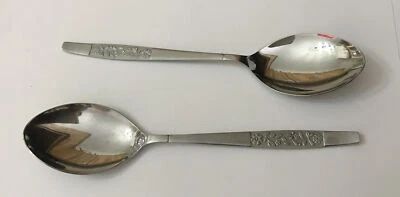 £15 • Buy Vtg Spear & Jackson 2 Stainless Steel 20.5cm Table Serving Spoons Floral Cutlery