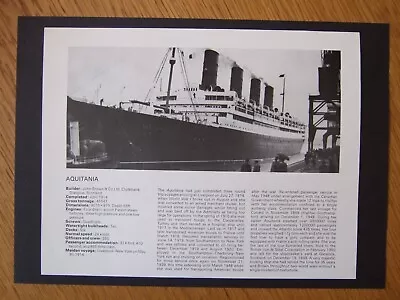 £1.45 • Buy Vintage  Marine Print- Cunard-aquitania
