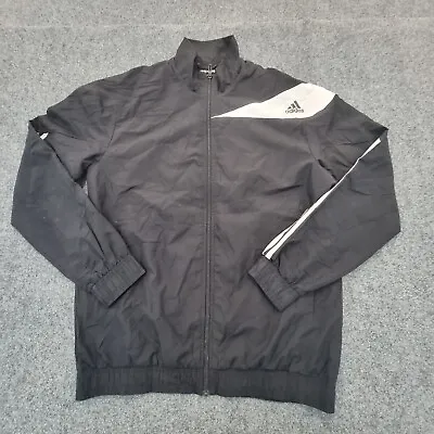 $27.88 • Buy Adidas Jacket Men MEDIUM Black Windbreaker Track Full Zip Winter Modern Size M