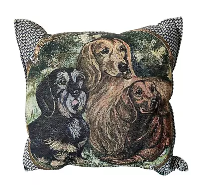 Simply Home DACHSHUNDS Trio 17  Decorative Tapestry Throw Pillow.New • $16.95