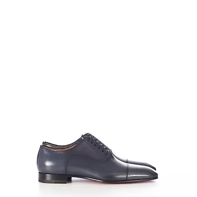 CHRISTIAN LOUBOUTIN 895$ GREGGO Oxford Shoes - Island Blue Patine Leather • $540