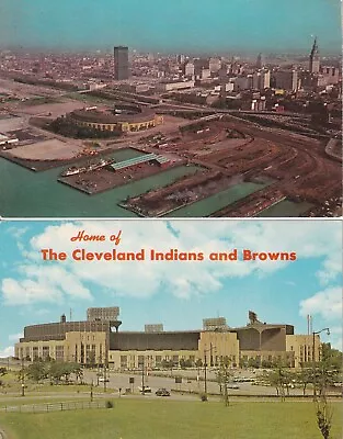 (2) Cleveland Indians Baseball Browns FB Municipal Stadium Chrome Postcards #2 • $4.99