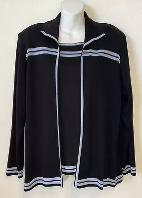 Exclusively Misook 2-Pc Black Knit Open Front Cardigan & Tank Top Size L? *READ* • $75