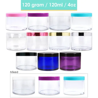 $13.89 • Buy 6pcs 4oz/120g High Quality Thick Acrylic Plastic Jar Sample Containers BPA FREE