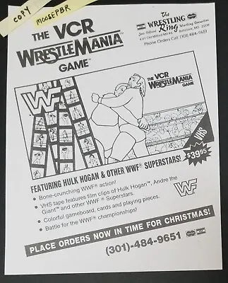 WWF VCR WRESTLEMANIA GAME Promo Advertisement COPY The Wrestling Ring HULK ANDRE • $8.88