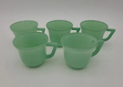 Set 5 Jadeite Style Demitasse Cups Green Glass 2  • $30