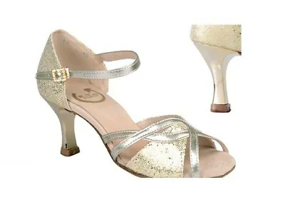 £22 • Buy Gold 'Sylvia' Latin Dance Shoe 2.5  Heel Uk Size 3.5 *Salsa*Ceroc*Ballroom*