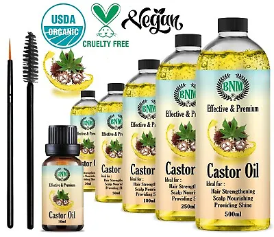 100% Pure Organic Castor Oil For Eyelashes ❤️ Eyebrows Hair Growth Body Care 🔥✅ • £3.49