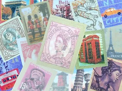 STAMP STICKERS Travel Alice Scrapbook Journal Card DIY Stationery Art Craft Deco • £1.89