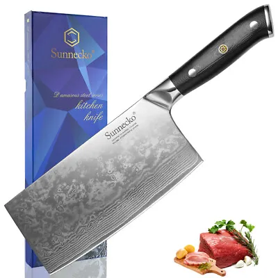 7 Inch Chinese Chef Knife Japanese VG10 Damascus Steel Kitchen Meat Butcher Tool • $157.48