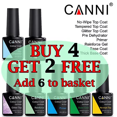 CANNI® Top Coat Base Gel Primer Reinforce Nail Gel Polish UV LED  - Lite 8ML • £3.99