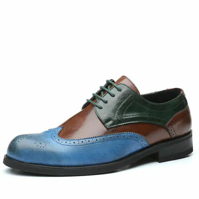 Mens Retro Brogues Lace Up Oxfords Business Casual Pointed Toe Dress Suit Shoes • $36.38