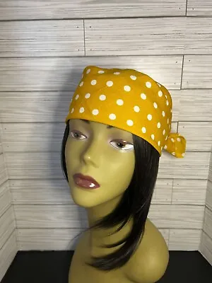 Women's Mustard Yellow & White Polka Dot Square Head Scarf Tie-On Bandana 21.5  • $7.99