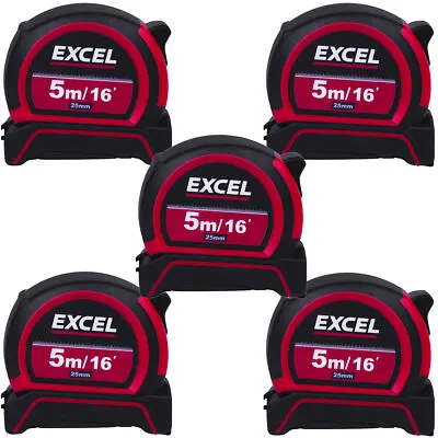 Excel PVC Tape Measure 5m 16ft Measure Metric / Imperial Pack Of 5 • £14.99