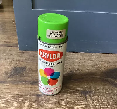 NOS FULL Vintage Krylon Jungle Green 2011 Spray Paint Can 13.2oz PAPER LABEL • $700