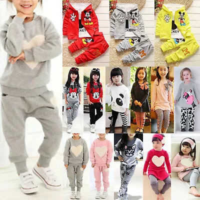 Kid Girls Clothes Minnie Mouse Sweatshirt Baby Top Pants Tracksuit Outfits Set • £12.32