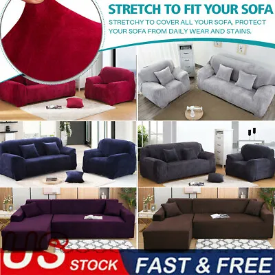 1 2 3 4 Seater Stretch Sofa Covers Couch Chair Thick Plush Slipcover Protector • $16.91