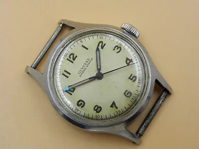 Rare GLYCINE Bienne Geneve Vintage Stainless Steel Military Watch WW2 Era • $450