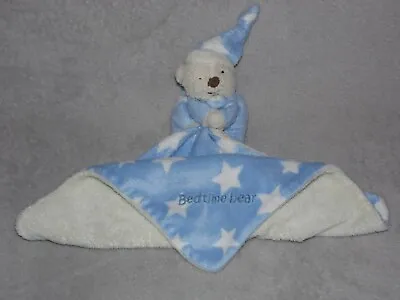 Mothercare Bedtime Bear Comforter Soft Toy Blue Teddy Cream Star Blankie • £9.95