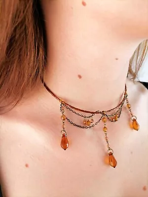 Vintage Amber Choker Bead Necklace • $19.99