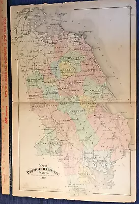 1879 Original Map Towns Of Plymouth County Ma Mass Walker Atlas • $39.99