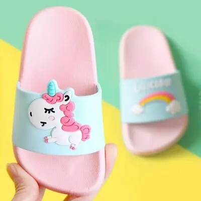 $54.52 • Buy Rainbow Unicorn Slippers For Boys Girls Summer Kids Beach Shoes Baby Toddler Sof