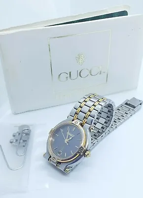 $300 • Buy Gucci, Womens, 9000L, 1989, Two Tone, Date, W/Papers, Authentic, New Bat. Runs