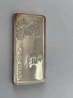1974 Hamilton Mint Greatest Americans Thomas Edison 1 Oz .999 Fine Silver Bar • $39.99