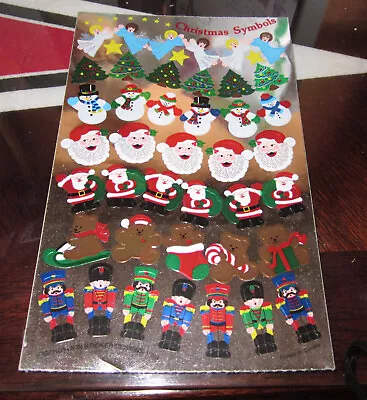 Vintage Sandylion 1993 Christmas Symbols Assorted Holiday Stickers Shiny Foil • $8.99